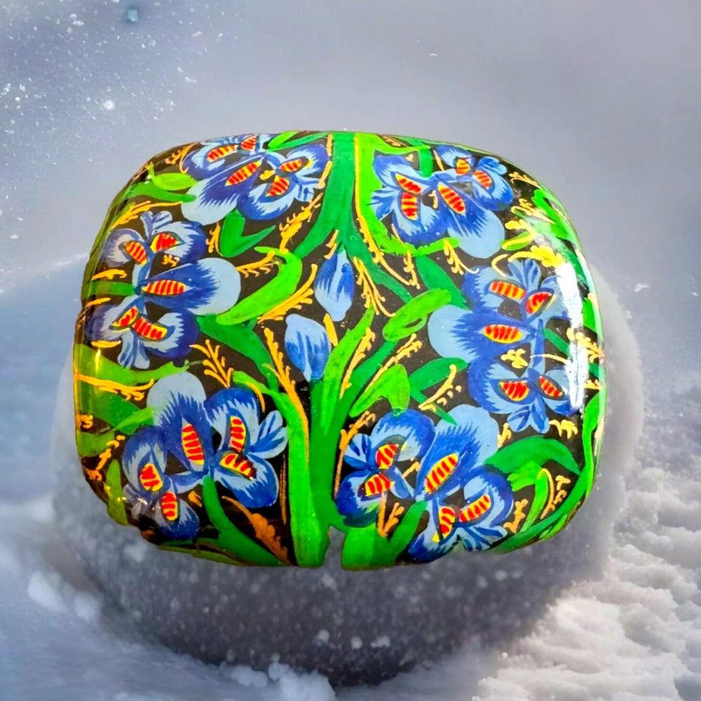 Stunning hand painted floral pattern smooth jewelry box made from Paper & wood